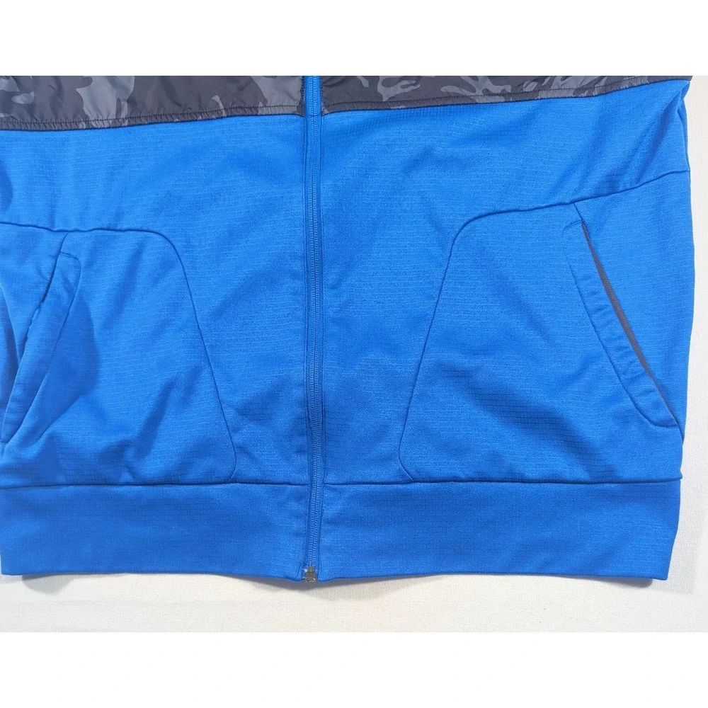 The North Face Hoodie Mens Large Blue Black Camo Hybrid Full Zip Fleece Jacket